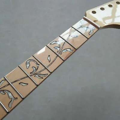 Replace ST Guitar Neck Parts 22 Fret 25.5Inch Maple Fingerboard Vine Inlay Gloss • $59.74