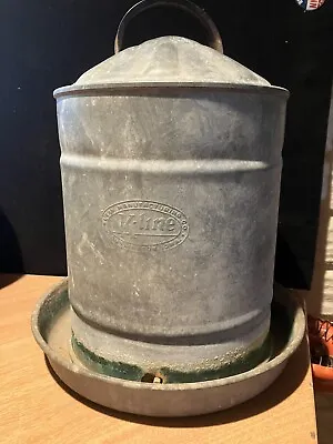 Antique 2 Piece  K- Line Vintage Chicken Waterer Poultry Galvanized  12  • $17