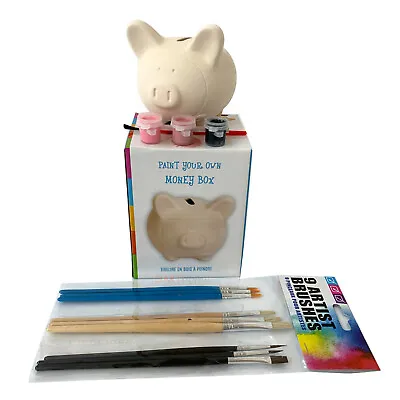 Kids Activity Art Craft Set Fun Play Paint Your Own Pig Bank Money Box CLEARANCE • £6.99