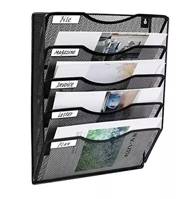 Hanging Wall File Organizer 5 Pocket Mesh Office Mail Paper Organization Hang... • $31.55