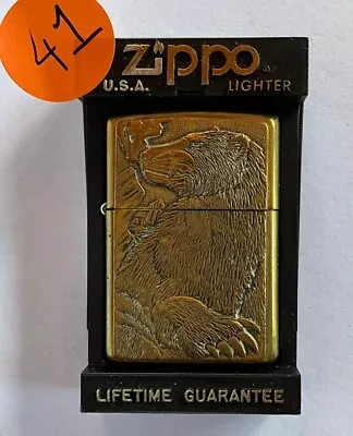 Vintage Zippo Lighter Solid Brass Polar Bear Design NR41 • $50