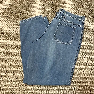 Vintage Lee Jeans Adult 33x34 Blue Denim Buckle Back Retro Reproduction Faded • $42.50