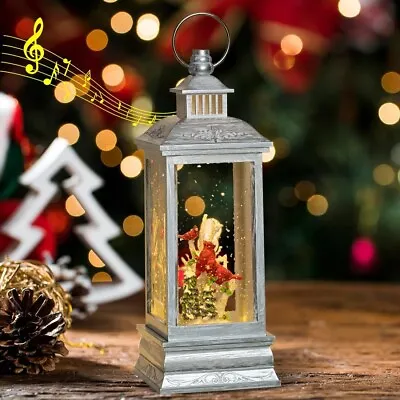 Christmas Snow Globe Lantern Lighted Water Lantern With Music Cardinals New • $35.27