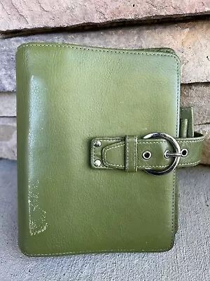 VTG Franklin Covey Compact Green 1.75” Unstructured Snap Leather Planner 7.5x6” • $150