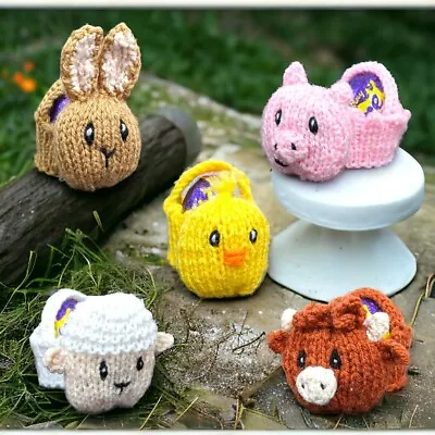 KNITTING PATTERN - Easter Farm Animal Basket Fits Creme Egg - Bunny Chick Cow • £3.25