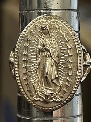 10k Solid Gold Large Virgin Mary Our Lady Of Guadalupe Ladies Ring 13g • $2002.80