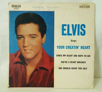 Elvis Presley Record Vinyl 45 Rpm Your Cheatin Heart RCA Records. • $8