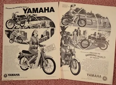 2 1966 Yamaha Motorcycle Print Ads Campus 60 Twin Jet 100 Newport 50 • $7.99