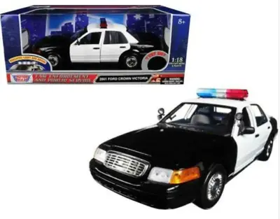 Motormax 1/18 Ford Crown Victoria Police Car Blank B&W WITH LIGHTS & SIREN 73991 • $39.99