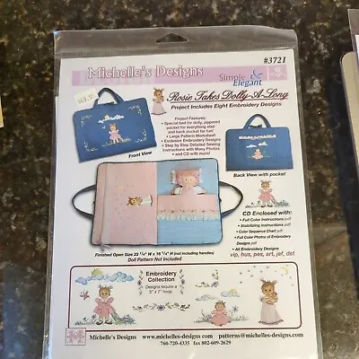 MICHELLE'S DESIGNS #3721 Rosie Takes Dolly A-Long 10 EMBROIDERY DESIGNS With CD  • $19.90