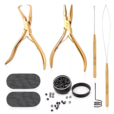 I-Tip Hair Extensions Microlinks Kit Opening & Closer Pliers 200PCS Micro Beads • $28.49