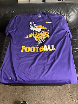 Minnesota Vikings Nike Dri Fit 100% Polyester T Shirt Minty No Cracks Purple NFL • $11.99