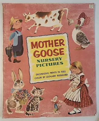 1957 Mother Goose Nursery Prints- 10 Decorative Prints By Leonard Weisgard 13x18 • $49