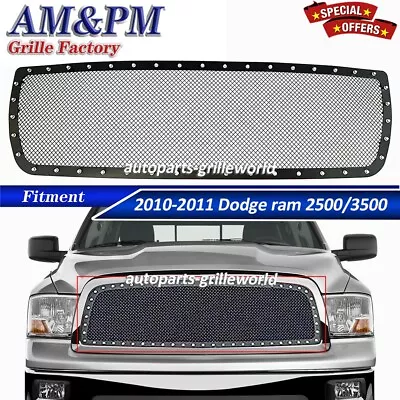 $165.98 • Buy Fits 2010-2012 Dodge Ram 2500/3500 Main Upper Stainless Black Mesh Grille
