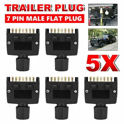 $17.25 • Buy 5x Trailer Plug 7 Pin Flat Male Adaptor Caravan Boat Car Connector Part Adapter
