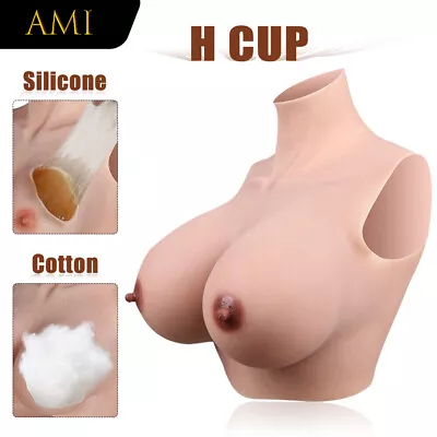 H Cup Silicone Breast Forms Fake Boobs Breastplates For Drag Queen Crossdresser • $156.31