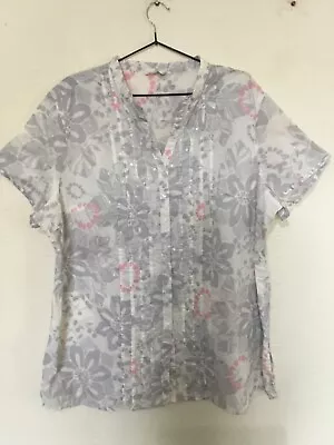 Marks & Spencer Cotton Sequinned Top Size 22 • £6.99