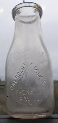 Oroville California Milk Bottle-CRESENT MILK CO DAIRY-quart-CHIP On LIP-EMBOSSED • $12.99