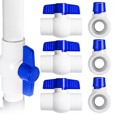 6PCS 1  PVC Ball Valve Shut-Off Ball Valve Socket With Easy Turn T-Handles ... • $31.17