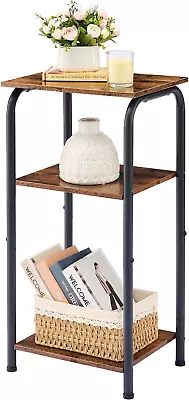 Tall End Table 3 Tier 30 Inch Narrow Side Table With Storage Shelves Small Tabl • $47.46