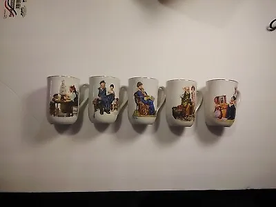 5 Norman Rockwell Museum Porcelain Coffee Tea Cups Mugs 4” • $37