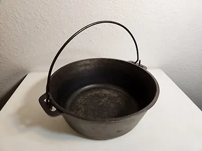 Vintage Dutch Oven Cast Iron Hanging Bean Pot 10.5 Inches W K M - USA Fast Ship • $32