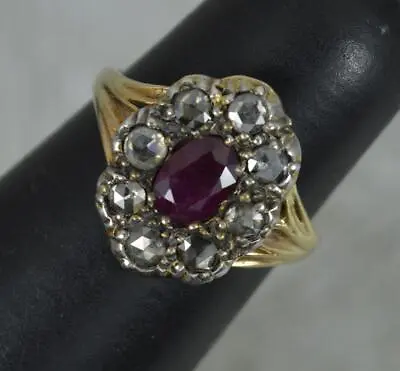 £695 • Buy Georgian Design 18ct Gold Ruby And Rose Cut Diamond Cluster Ring