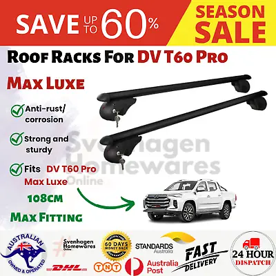 Roof Racks (Black) For LDV T60 Pro Max Luxe | 4-Door Ute | 2022 Onwards • $98.97