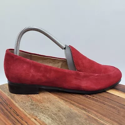 J Jill Gabrielle Smoking Loafer Shoes Women's 7 Red Suede Block Heel Career • $23.98