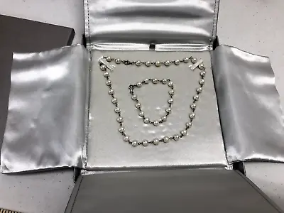 $197.99 • Buy Zales Pearl Jewelry Set Necklace Earrings Bracelet Box Set Case IPS Imperial