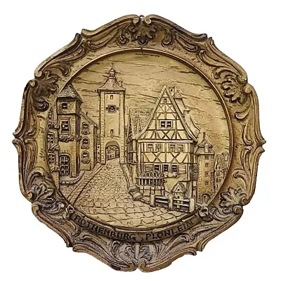 Vtg Wooden Hand Carved 3D Plate 6 Inch Wall Decor Rothenburg Germany Wood Detail • $19.95