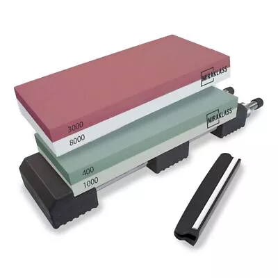 Miraklass Knife Sharpener Whetstone Kit Flattening Stone 400/1000+3000/8000 Grit • $37.45