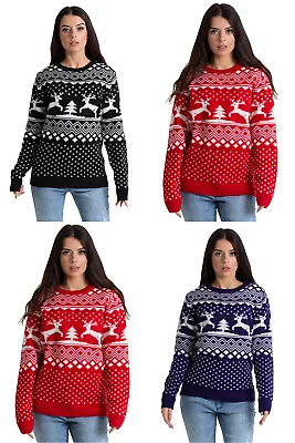 $19.55 • Buy Ladies Christmas Jumper Womens Xmas Novelty Sweater Knitted Long Sleeve Santa