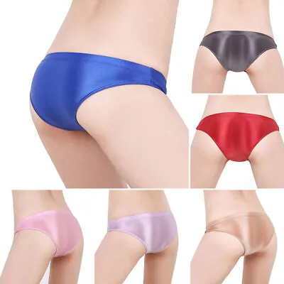 £3.91 • Buy Women Men Silky Shiny Satin Glossy Wet Look Knickers Briefs Underwear Panties UK