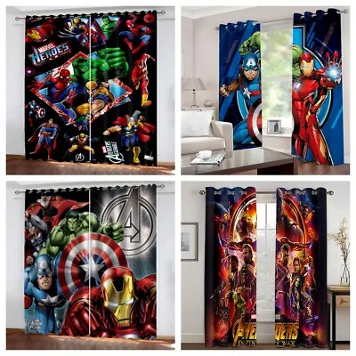 Kids Curtains 3D Marvel The Avengers Curtains Blackout Curtains Ring Top Eyelet • £28.80