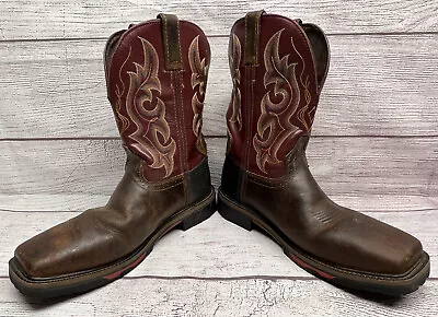 Justin Steel Toe - Boot Mens Work - Cowboy Boots Wk4643 Burgundy • $59.99