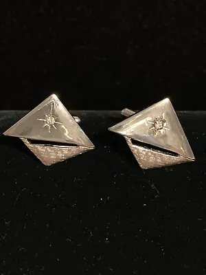 Vintage Silver Tone Sail Boat Cufflinks With Rhinestones (847) • $7.50