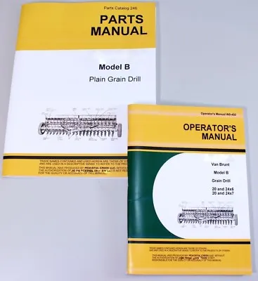 Operators Parts Manuals For John Deere Van Brunt B Grain Drill Catalog Seed • $26.97