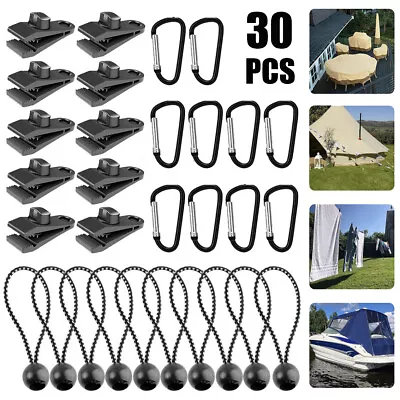 30Pcs Tarp Clips Heavy Duty Lock Grip Buckle Bungee Cord Tent Tarpaulin Clamps • £10.90