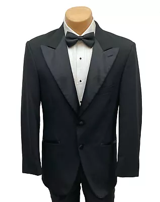 Men's Bill Blass Black Tuxedo Jacket With Satin Peak Lapels Prom Wedding Mason • $22.45