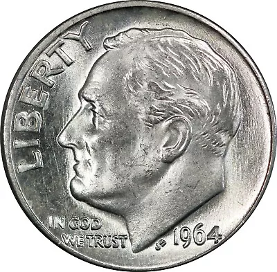 Roosevelt Dime 1964 D From 90% Roll Uncirculated Unc. • $3.49