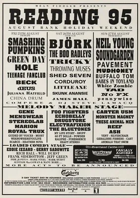 £5.50 • Buy The Reading Festival 1995 - Smashing Pumpkins Bjork +- Full Size Magazine Advert