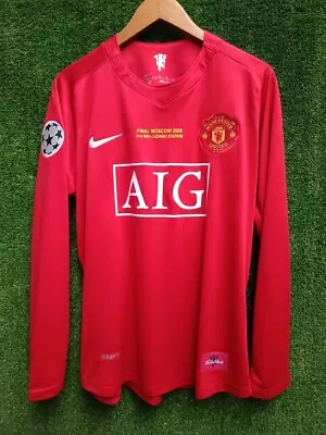 Ronaldo 7 Manchester United 2008 UCL Long Sleeve Home Red Jersey Size S M L XL • $69.99