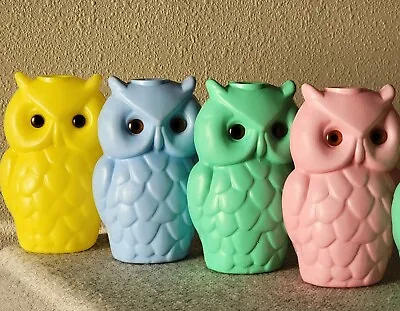 7-Lite Vintage Blow Mold OWL STRING LIGHTS Plastic PASTEL Camper/Patio/Garden • $75