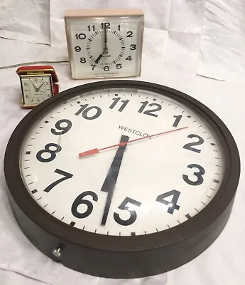 Westclox 26135 School Wall Clock 12 In BROKE & Travel Clock  Sun Mark Clock Lot • $21.98