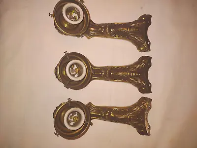 Vtg 9  SOLID Brass Art Nouveau Chandelier Arms Ornate Cast Parts - Lot Of 3 • $39.95