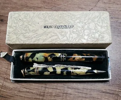 Vintage Wahl-Eversharp Fountain Pen & Pencil Set Black & Pearl 1920's  • £118.77