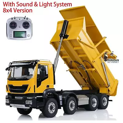 1/14 Metal Hydraulic Flip-over Cover RC 8x4 Tipper Truck Dump Car Sound Light • £1368.90