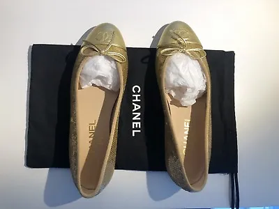 Very Rare - Chanel Sequin Gold Flats Paid £850 • £350