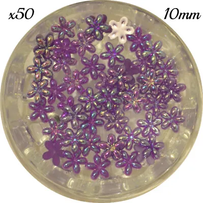 Flatback AB Purple Acrylic Flower Embellishment Gems Card Making Craft • £2.99